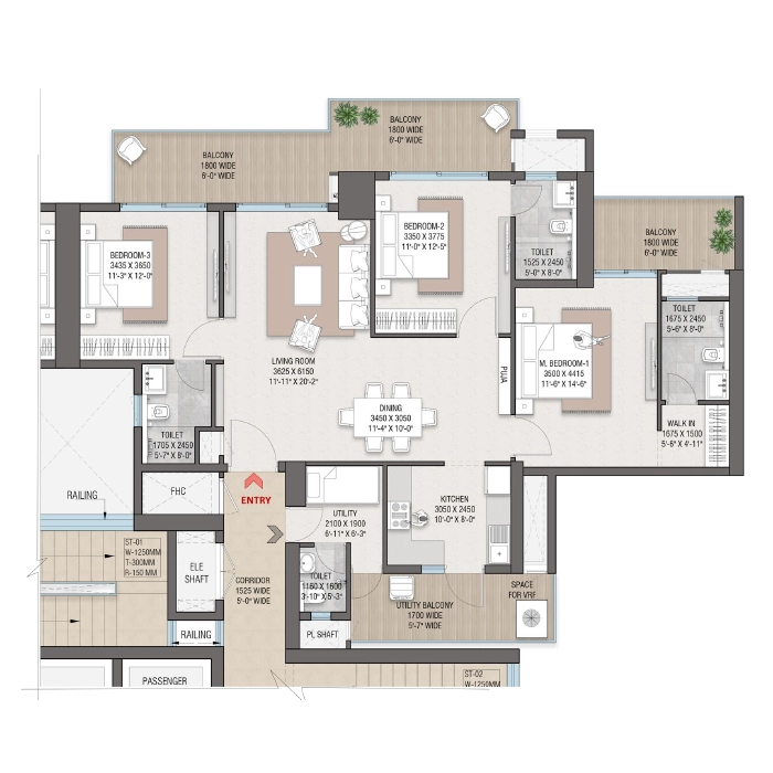 Satya Levante Residences 4 BHK Floor Plan